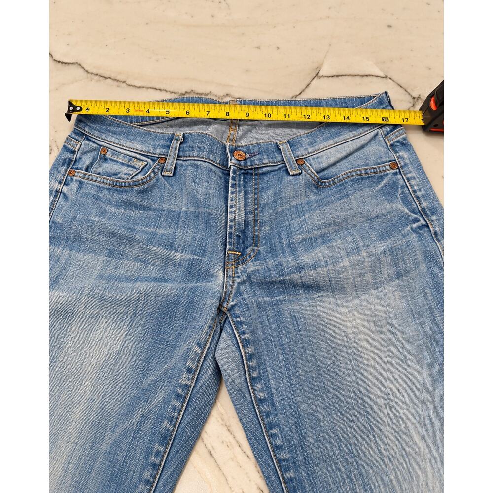 7 For All Mankind Bootcut Jean 31 Low Rise Stretch Y2K Model Off Duty Light Wash - Picture 7 of 13